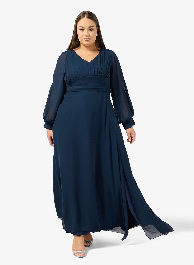 Ella Plus Plus Size A-line Dress With Slit Sleeves - Image 4